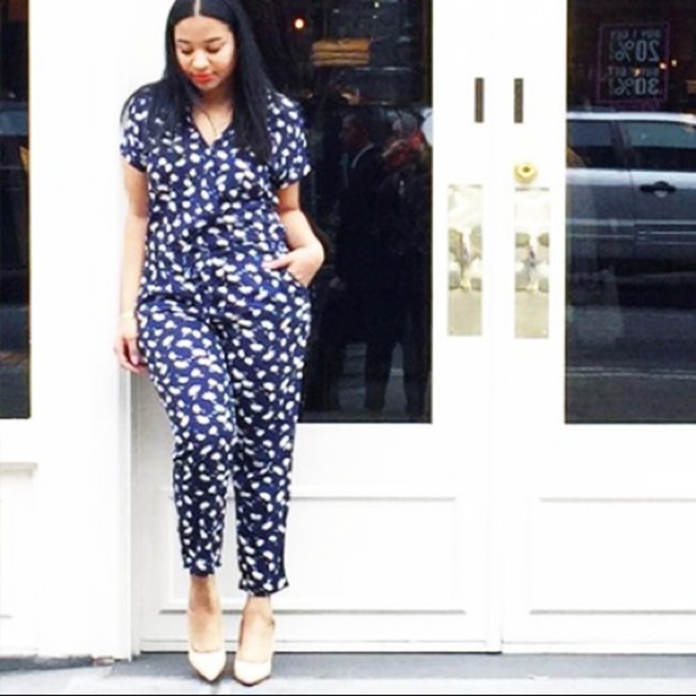 Of navy floral jumpsuit